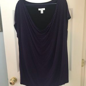 1X purple and black striped layered shirt